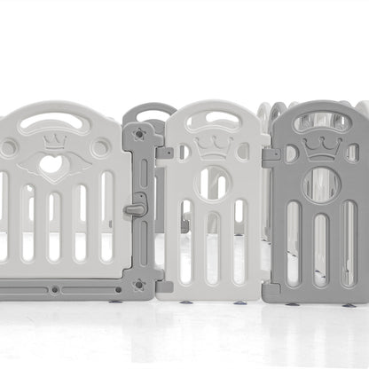 Playpals Kids Playpen Baby Safety Gate Toddler Fence 18 Panels Grey-Kid Playpens-PEROZ Accessories