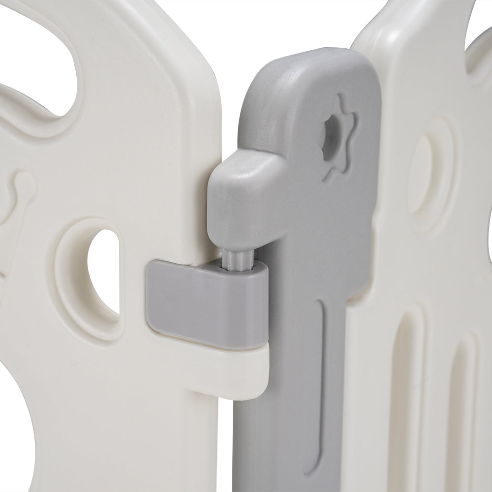 Playpals Kids Playpen Baby Safety Gate Toddler Fence 18 Panels Grey-Kid Playpens-PEROZ Accessories