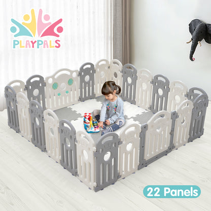 Playpals Kids Playpen Baby Safety Gate Toddler Fence 22 Panels-Kid Playpens-PEROZ Accessories