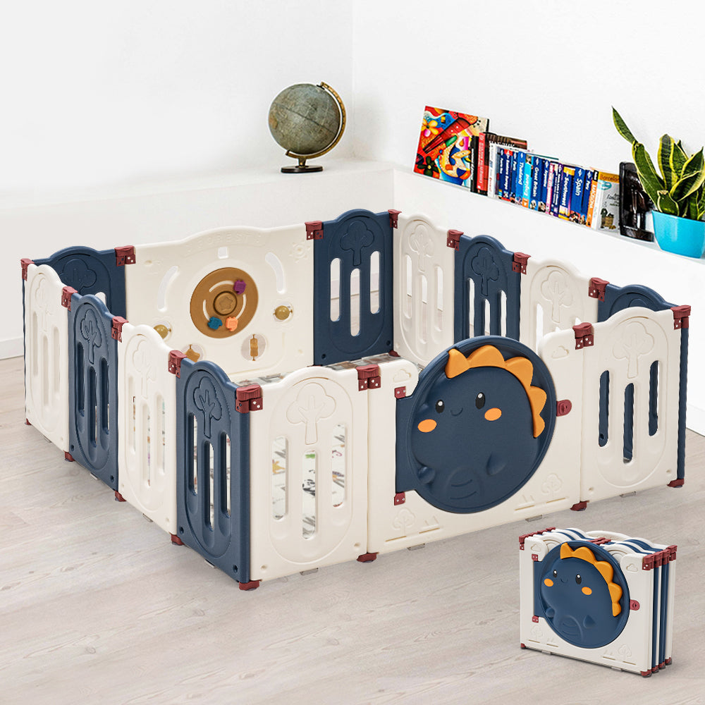 Playpals Kids Playpen Baby Safety Gate Toddler Fence 14 Panels-Kid Playpens-PEROZ Accessories