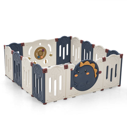 Playpals Kids Playpen Baby Safety Gate Toddler Fence 14 Panels-Kid Playpens-PEROZ Accessories
