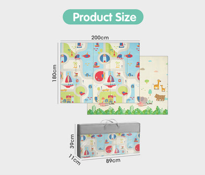 Playpals Kids Play Mat Double Folding Pad XPE Foam Non-slip Carpet-Kid Play Mat-PEROZ Accessories