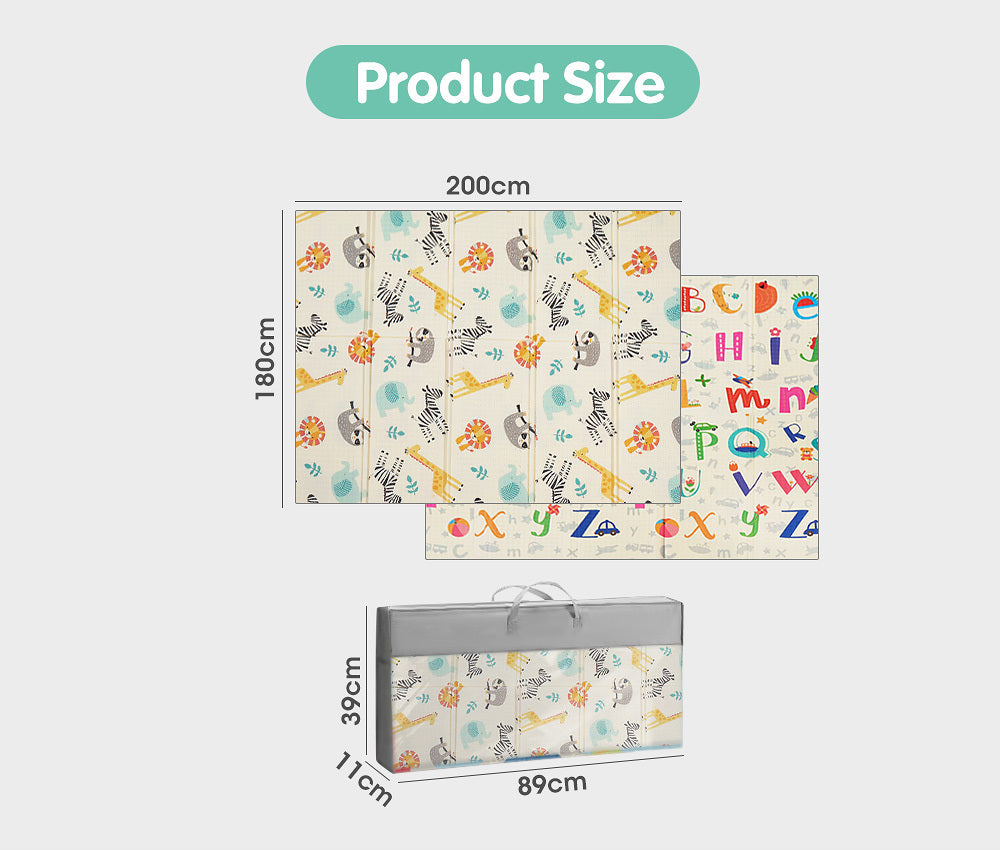 Playpals Kids Play Mat XPE Foam Double Folding Pad Non-slip Carpet-Kid Play Mat-PEROZ Accessories