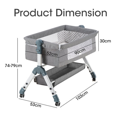 PlayPals Baby Cot Crib Bed Portable Bassinet Bedside Sleeper Adjustable-Baby Cot-PEROZ Accessories