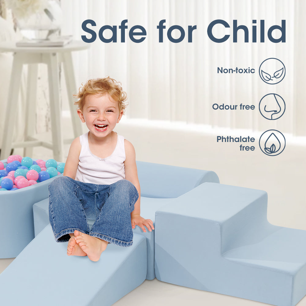 Playpals Kids Climb Crawl Foam Play Set 5PC Blue-Foam Play Sets-PEROZ Accessories