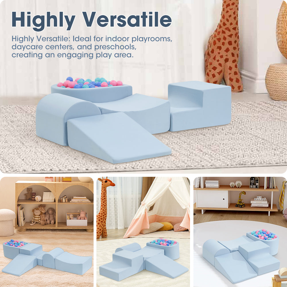 Playpals Kids Climb Crawl Foam Play Set 5PC Blue-Foam Play Sets-PEROZ Accessories