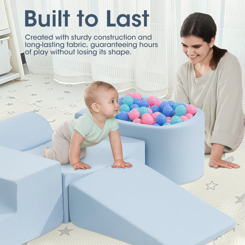 Playpals Kids Climb Crawl Foam Play Set 5PC Blue-Foam Play Sets-PEROZ Accessories