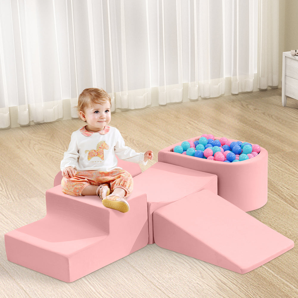 Playpals Kids Climb Crawl Foam Play Set 5PC Pink-Foam Play Sets-PEROZ Accessories