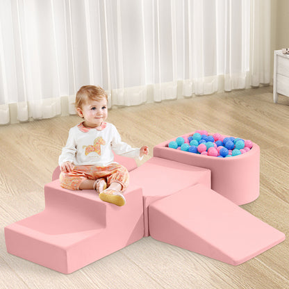 Playpals Kids Climb Crawl Foam Play Set 5PC Pink-Foam Play Sets-PEROZ Accessories