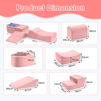 Playpals Kids Climb Crawl Foam Play Set 5PC Pink-Foam Play Sets-PEROZ Accessories