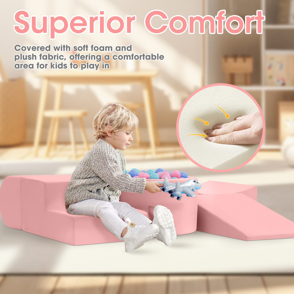 Playpals Kids Climb Crawl Foam Play Set 5PC Pink-Foam Play Sets-PEROZ Accessories