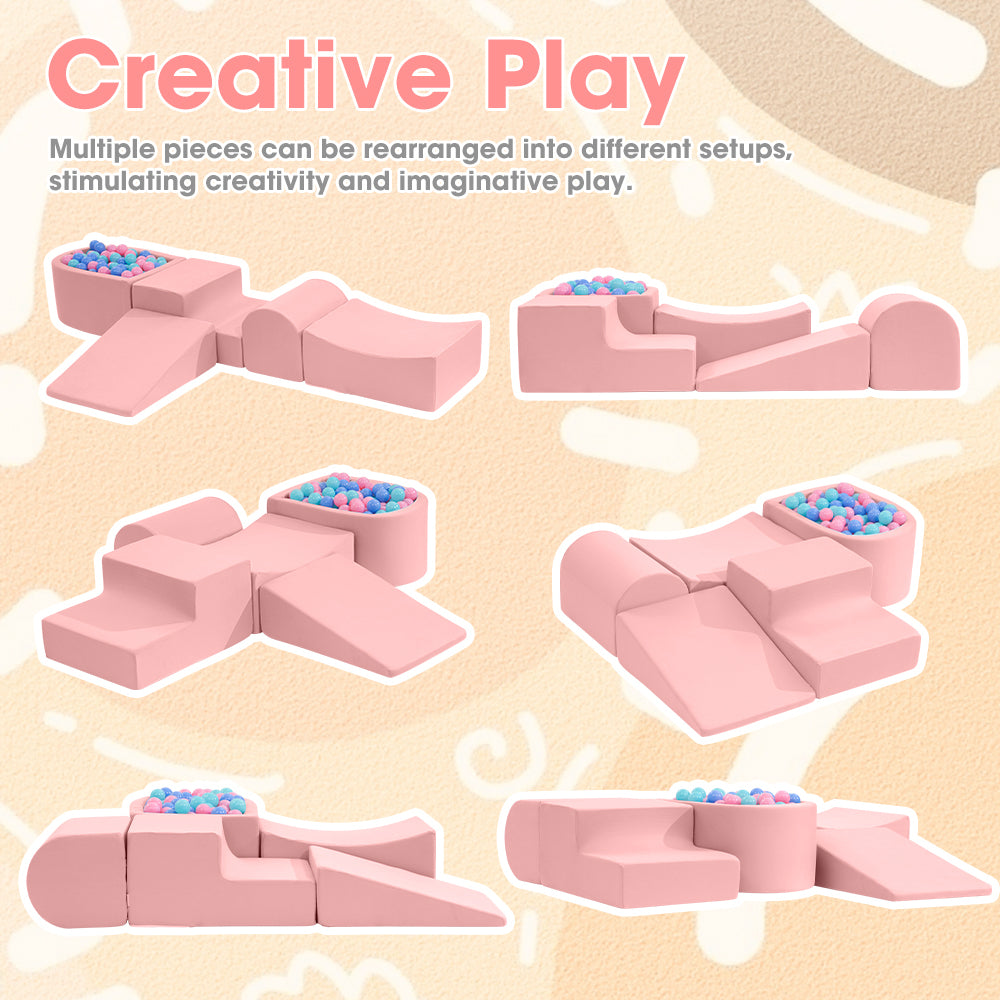 Playpals Kids Climb Crawl Foam Play Set 5PC Pink-Foam Play Sets-PEROZ Accessories