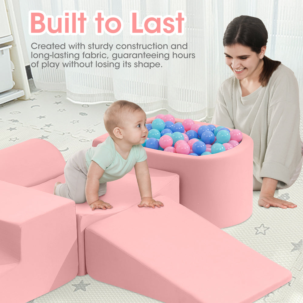 Playpals Kids Climb Crawl Foam Play Set 5PC Pink-Foam Play Sets-PEROZ Accessories