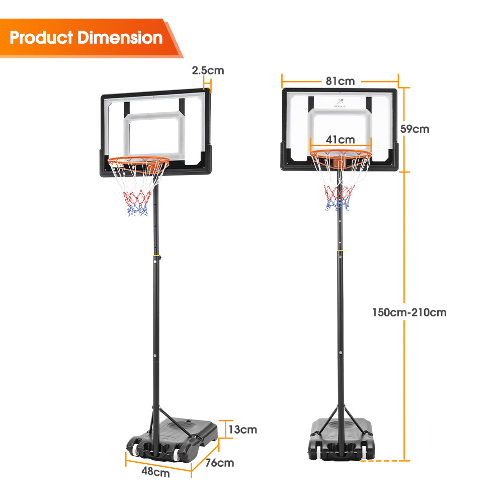 ProPulse Kids Basketball Hoop Portable 1.5M-2.1M Height Adjustable-Basketball Hoops-PEROZ Accessories