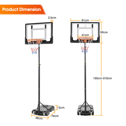 ProPulse Kids Basketball Hoop Portable 1.5M-2.1M Height Adjustable-Basketball Hoops-PEROZ Accessories