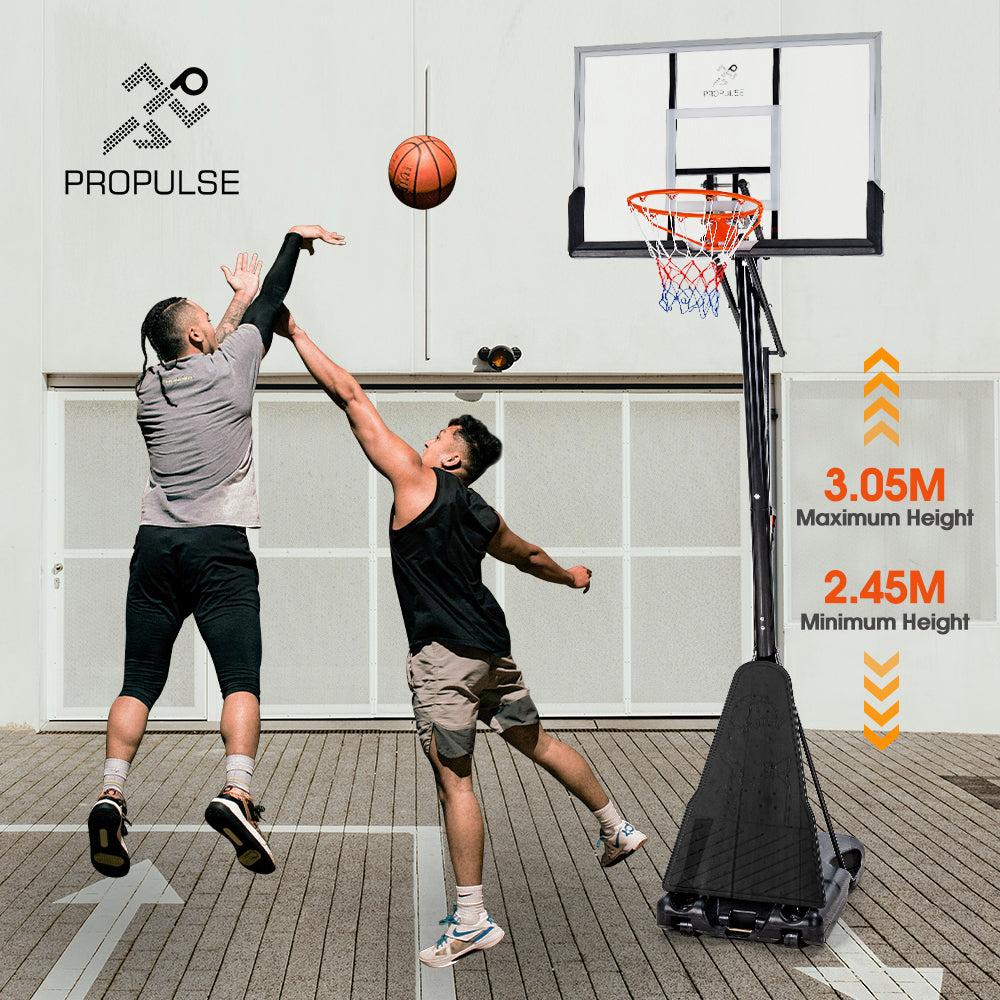 ProPulse Basketball Hoop Stand 2.45M-3.05M Height Adjustable-Basketball Hoops-PEROZ Accessories