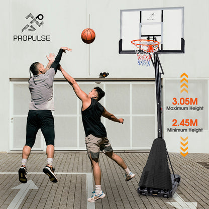 ProPulse Basketball Hoop Stand 2.45M-3.05M Height Adjustable-Basketball Hoops-PEROZ Accessories