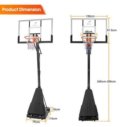 ProPulse Basketball Hoop Stand 2.45M-3.05M Height Adjustable-Basketball Hoops-PEROZ Accessories