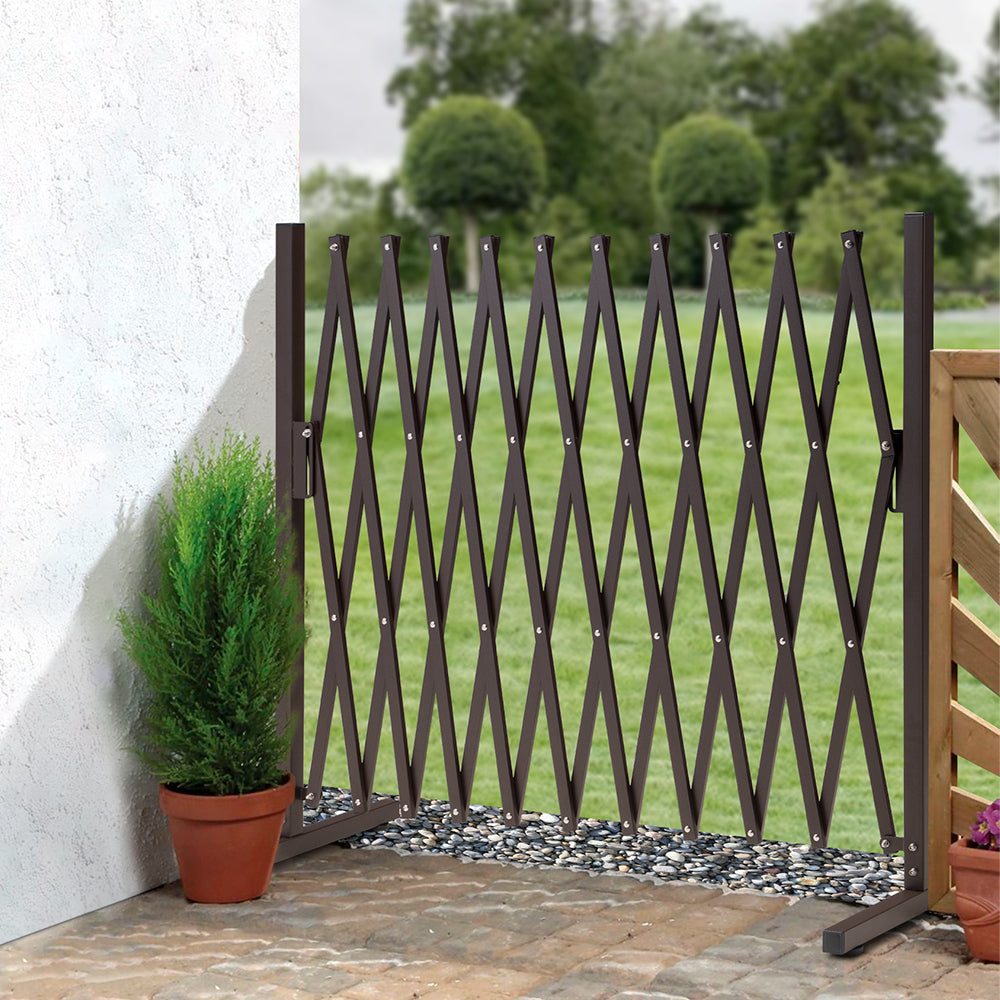 ZUNI Garden Fence Gate Expandable Barrier Indoor Outdoor Brown-Fence Gate-PEROZ Accessories