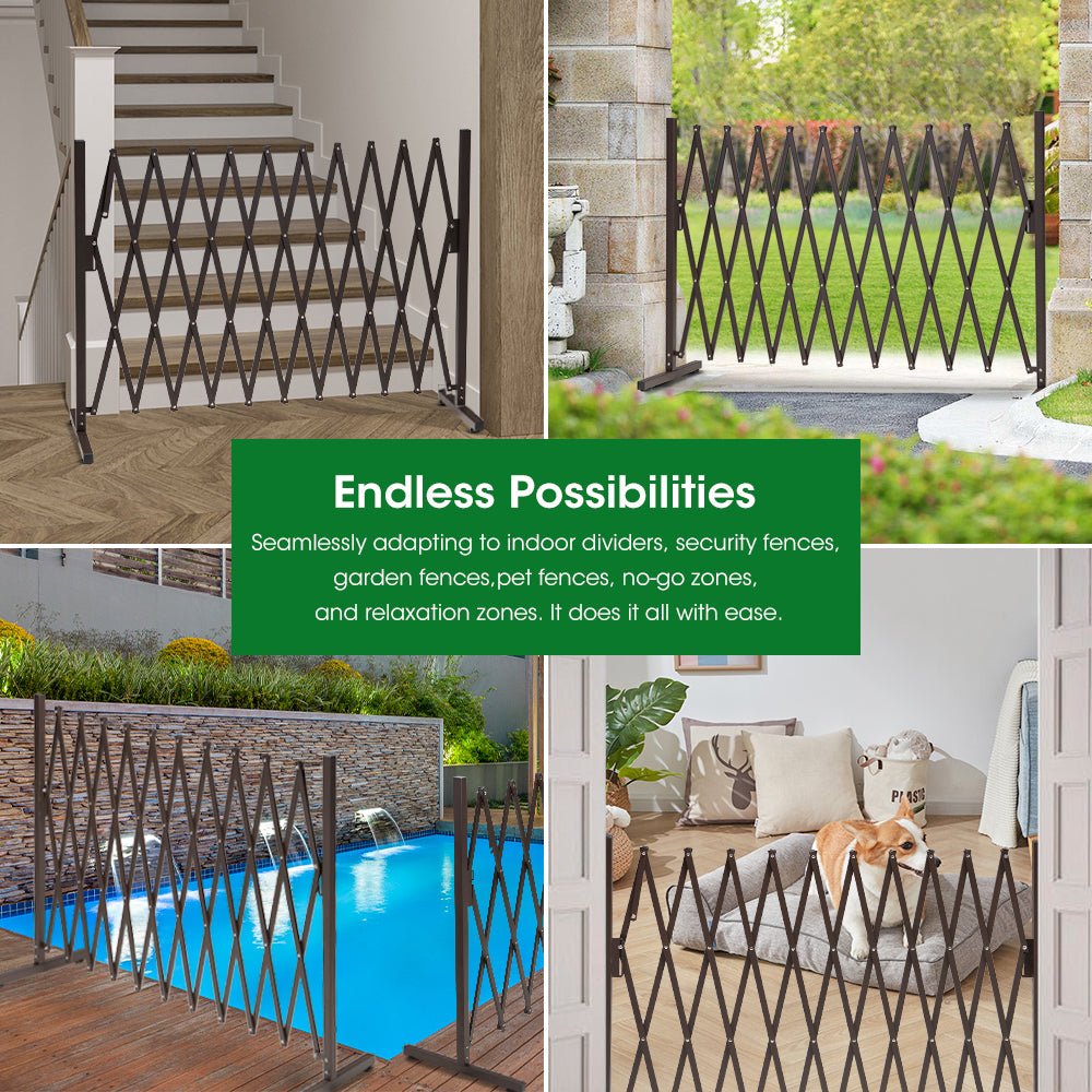 ZUNI Garden Fence Gate Expandable Barrier Indoor Outdoor Brown-Fence Gate-PEROZ Accessories