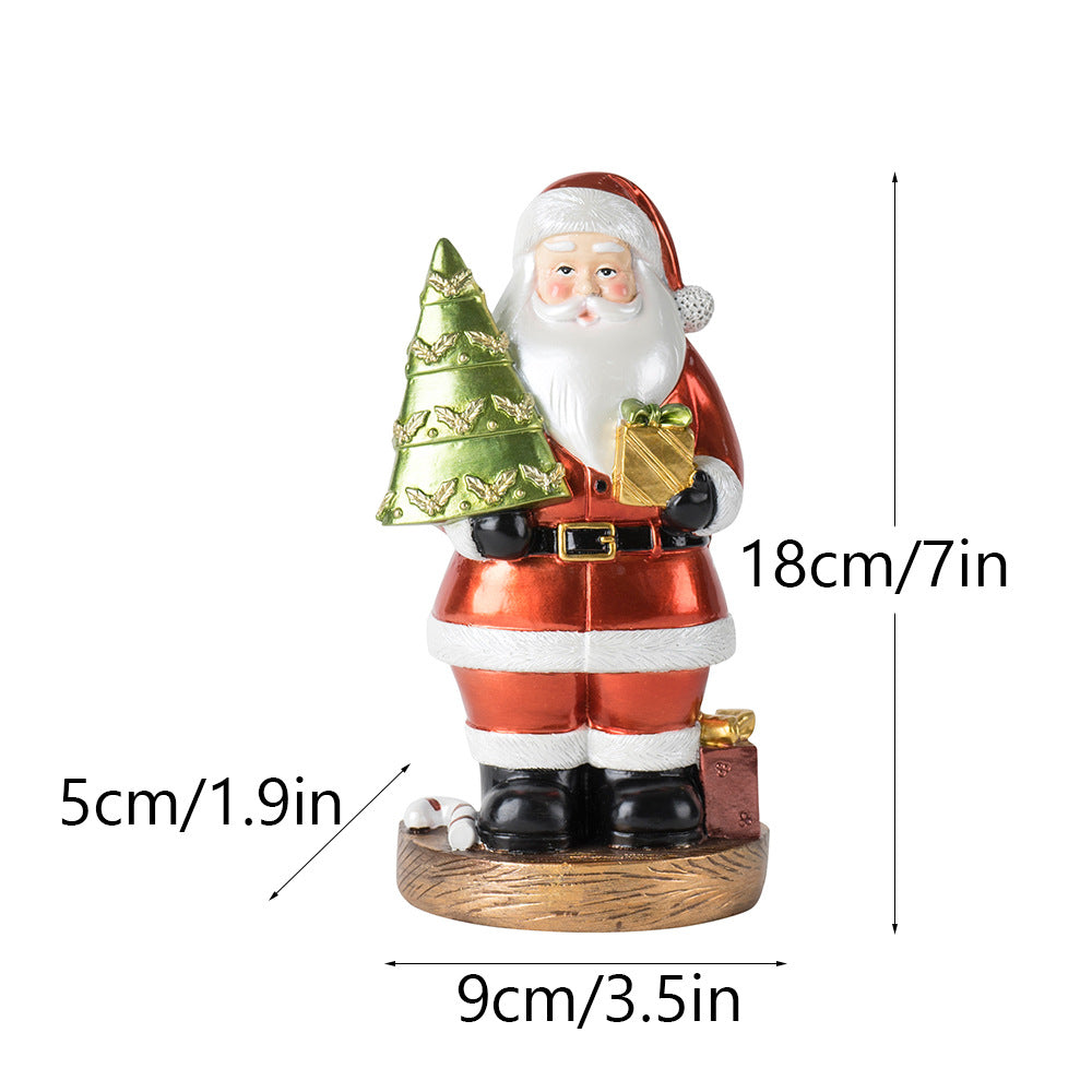 Santa Claus Figurine with Christmas Tree - 18cm Festive Resin Christmas Decoration-Occasions > Christmas > Christmas Decorations-PEROZ Accessories