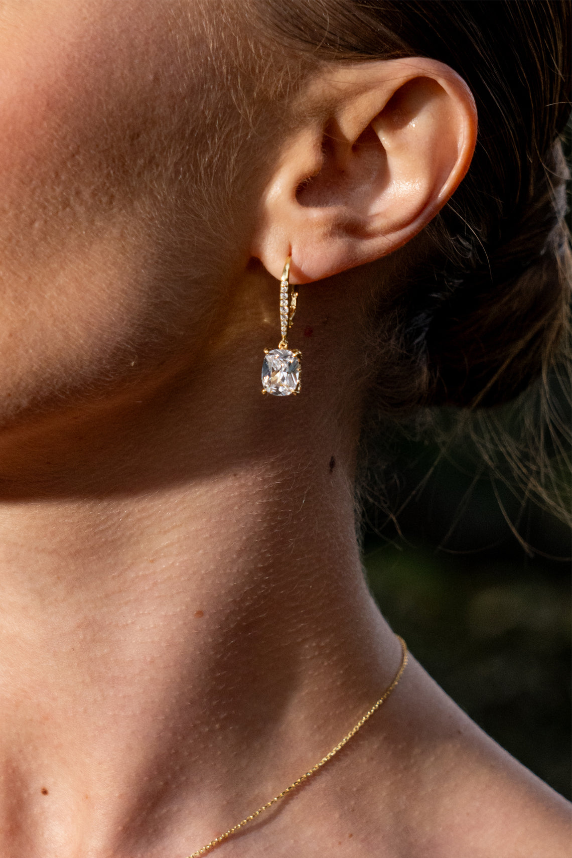 SYDNEY SOIRÉE ELAINE CUSHION CUT DROP EARRINGS GOLD-PEROZ Accessories