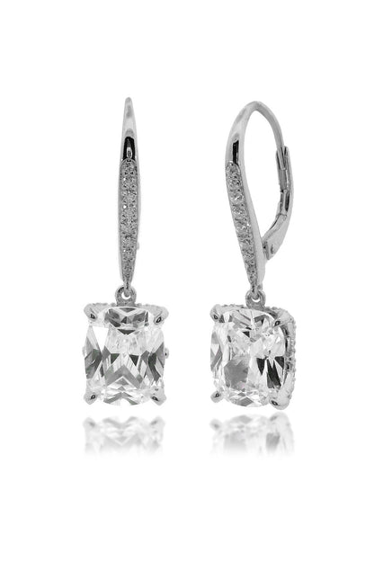 SYDNEY SOIRÉE ELAINE CUSHION CUT DROP EARRINGS SILVER-PEROZ Accessories