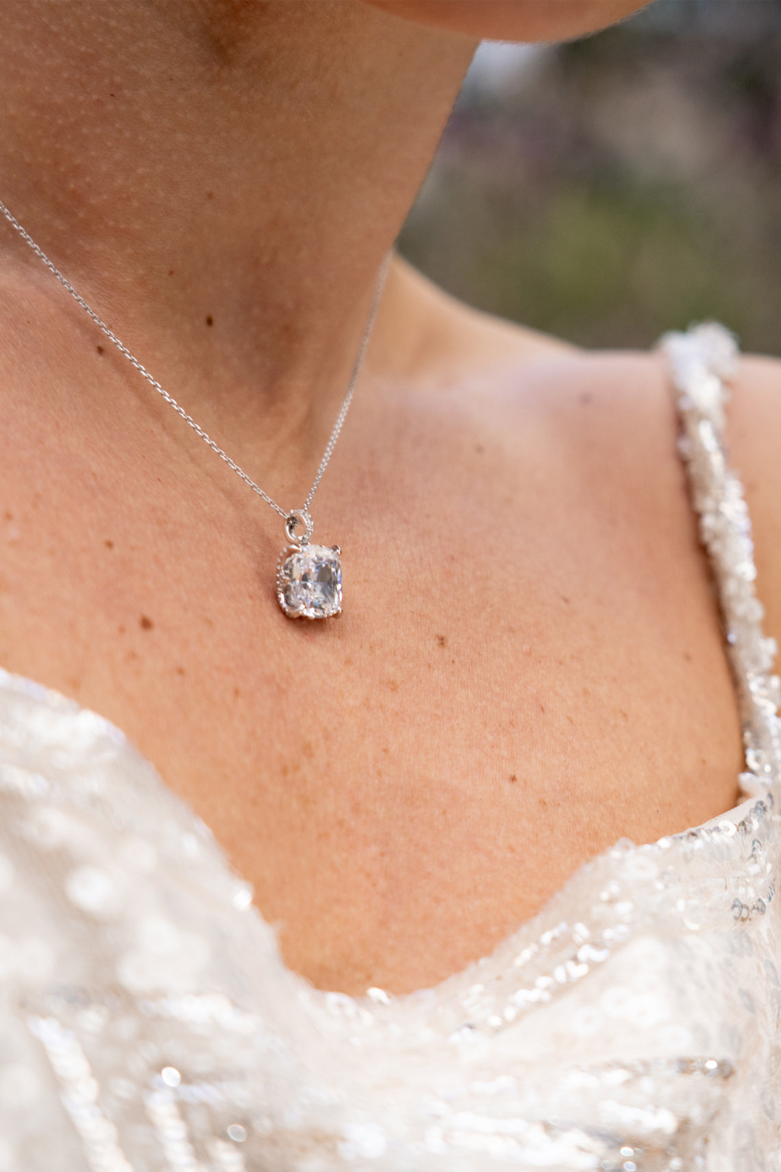 SYDNEY SOIRÉE ELAINE CUSHION CUT PENDANT SILVER-PEROZ Accessories