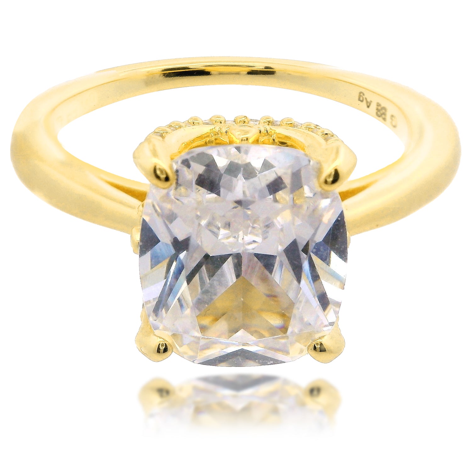 SYDNEY SOIRÉE ELAINE CUSHION CUT RING GOLD-PEROZ Accessories