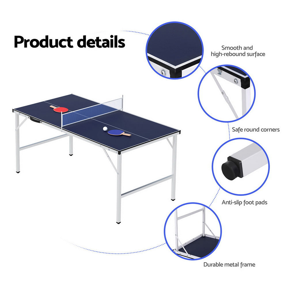 Everfit Table Tennis Ping Pong Table Portable Foldable Family Game Home Indoor-Sports &amp; Fitness &gt; Racquet Sports &gt; Table Tennis-PEROZ Accessories