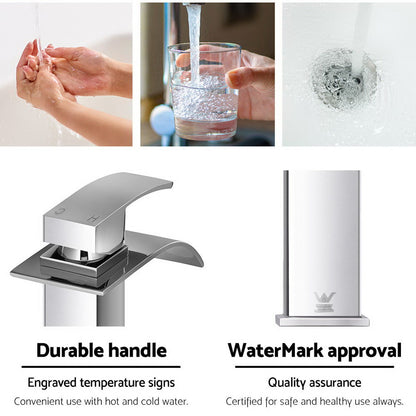 Cefito Bathroom Basin Mixer Tap Thin Tall Faucet Vanity Laundry Black-Home &amp; Garden &gt; Bathroom Accessories &gt; Shower Accessories-PEROZ Accessories