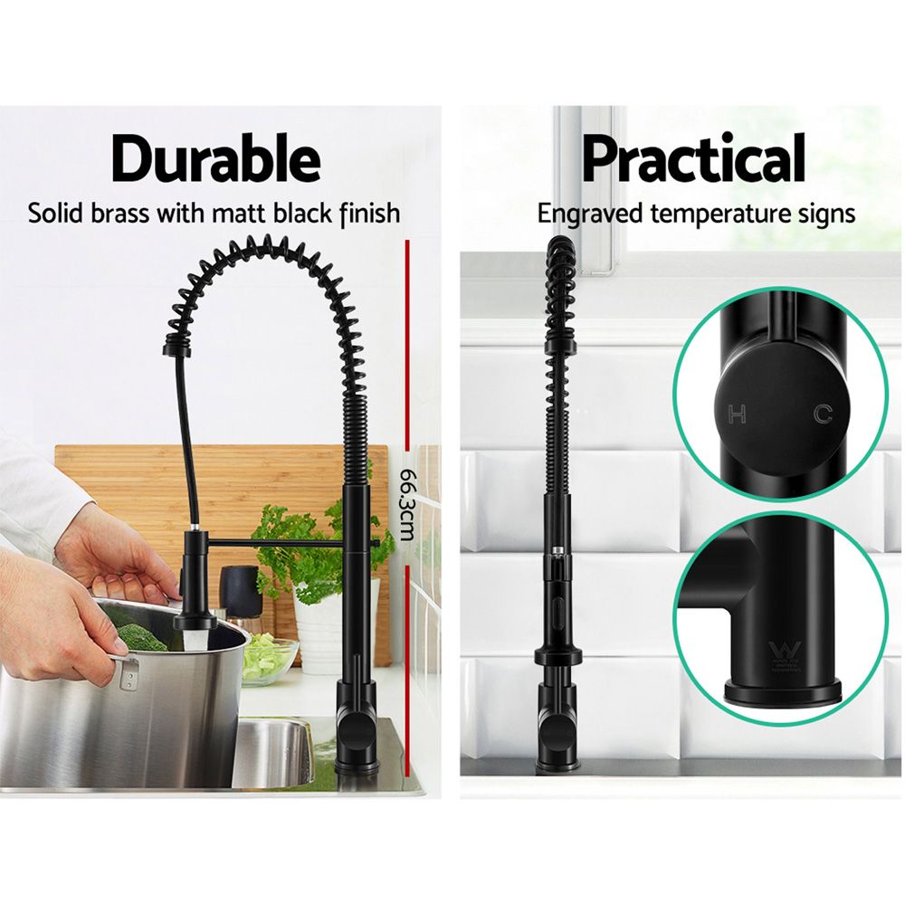 Cefito Kitchen Mixer Tap Pull Down 2 Modes Sink Faucet Basin Laundry Black-Furniture > Bathroom > Tap &amp; Sink Accessories-PEROZ Accessories