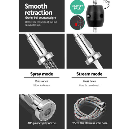 Cefito Kitchen Mixer Tap Pull Down 2 Modes Sink Faucet Basin Laundry Chrome-Furniture > Bathroom > Tap &amp; Sink Accessories-PEROZ Accessories