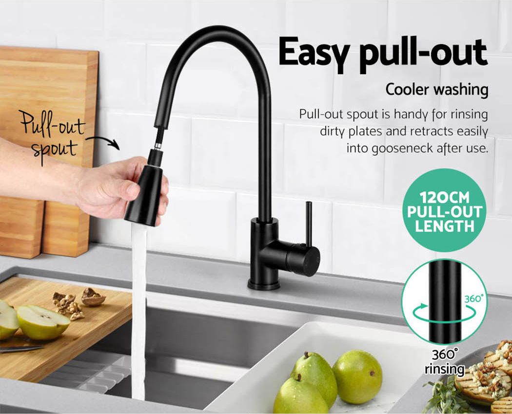 Cefito Kitchen Mixer Tap Pull Out 2 Mode Sink Faucet Basin Laundry Black-Furniture > Bathroom > Tap &amp; Sink Accessories-PEROZ Accessories