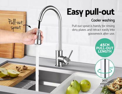 Cefito Kitchen Mixer Tap Pull Out 2 Mode Sink Faucet Basin Laundry Chrome-Furniture &gt; Bathroom &gt; Tap &amp; Sink Accessories-PEROZ Accessories