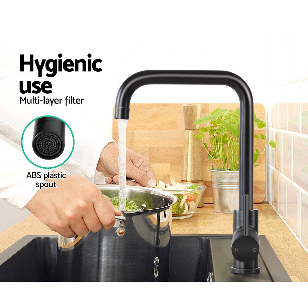 Cefito Kitchen Mixer Tap Mixer Rectangle Sink Faucet Basin Laundry Black-Furniture > Bathroom > Tap &amp; Sink Accessories-PEROZ Accessories