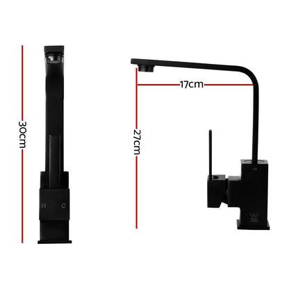Cefito Kitchen Mixer Tap Mixer Square Sink Faucet Basin Laundry Black-Furniture &gt; Bathroom &gt; Tap &amp; Sink Accessories-PEROZ Accessories