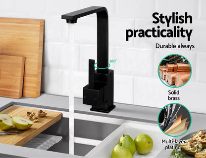 Cefito Kitchen Mixer Tap Mixer Square Sink Faucet Basin Laundry Black-Furniture &gt; Bathroom &gt; Tap &amp; Sink Accessories-PEROZ Accessories