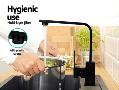 Cefito Kitchen Mixer Tap Mixer Square Sink Faucet Basin Laundry Black-Furniture &gt; Bathroom &gt; Tap &amp; Sink Accessories-PEROZ Accessories
