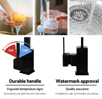 Cefito Kitchen Mixer Tap Mixer Square Sink Faucet Basin Laundry Black-Furniture &gt; Bathroom &gt; Tap &amp; Sink Accessories-PEROZ Accessories