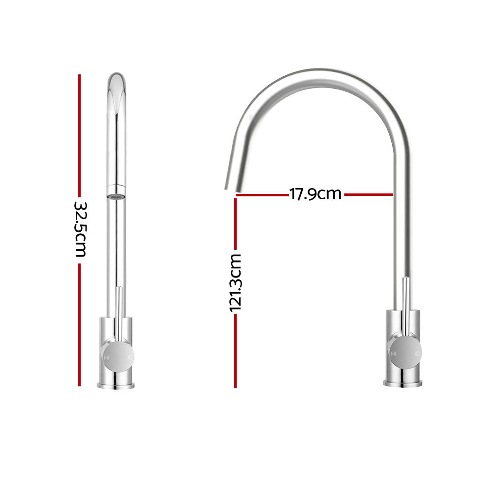 Cefito Kitchen Mixer Tap Mixer Round Sink Faucet Basin Laundry Chrome-Furniture &gt; Bathroom &gt; Tap &amp; Sink Accessories-PEROZ Accessories