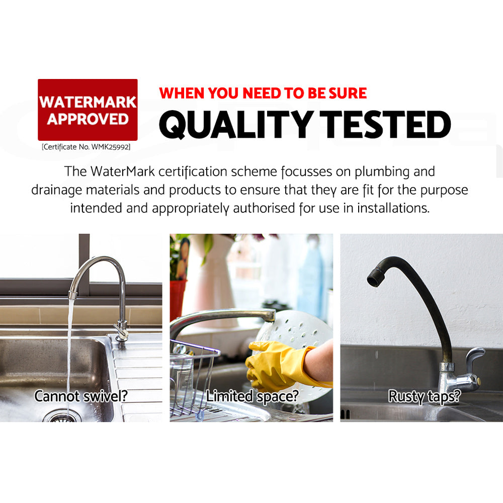 Cefito Kitchen Mixer Tap Mixer Round Sink Faucet Basin Laundry Chrome-Furniture &gt; Bathroom &gt; Tap &amp; Sink Accessories-PEROZ Accessories