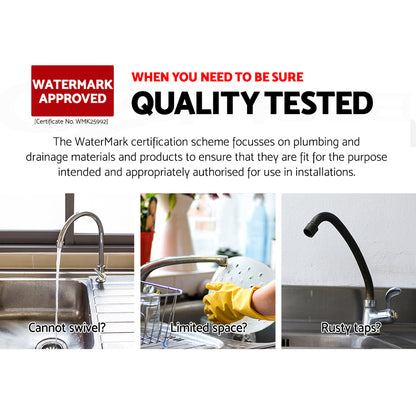 Cefito Kitchen Mixer Tap Mixer Round Sink Faucet Basin Laundry Chrome-Furniture &gt; Bathroom &gt; Tap &amp; Sink Accessories-PEROZ Accessories