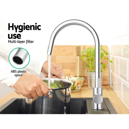 Cefito Kitchen Mixer Tap Mixer Round Sink Faucet Basin Laundry Chrome-Furniture &gt; Bathroom &gt; Tap &amp; Sink Accessories-PEROZ Accessories