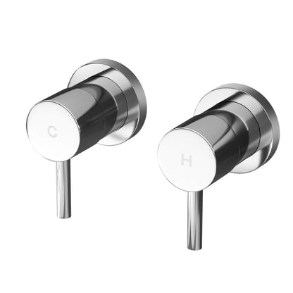 Cefito Basin Twin Tap Wall Round Brass Faucet Shower Bathtub Chrome-Home &amp; Garden &gt; Bathroom Accessories &gt; Shower Accessories-PEROZ Accessories