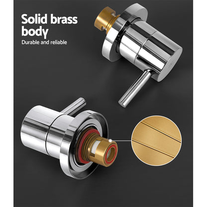 Cefito Basin Twin Tap Wall Round Brass Faucet Shower Bathtub Chrome-Home &amp; Garden &gt; Bathroom Accessories &gt; Shower Accessories-PEROZ Accessories