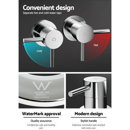 Cefito Basin Twin Tap Wall Round Brass Faucet Shower Bathtub Chrome-Home &amp; Garden &gt; Bathroom Accessories &gt; Shower Accessories-PEROZ Accessories