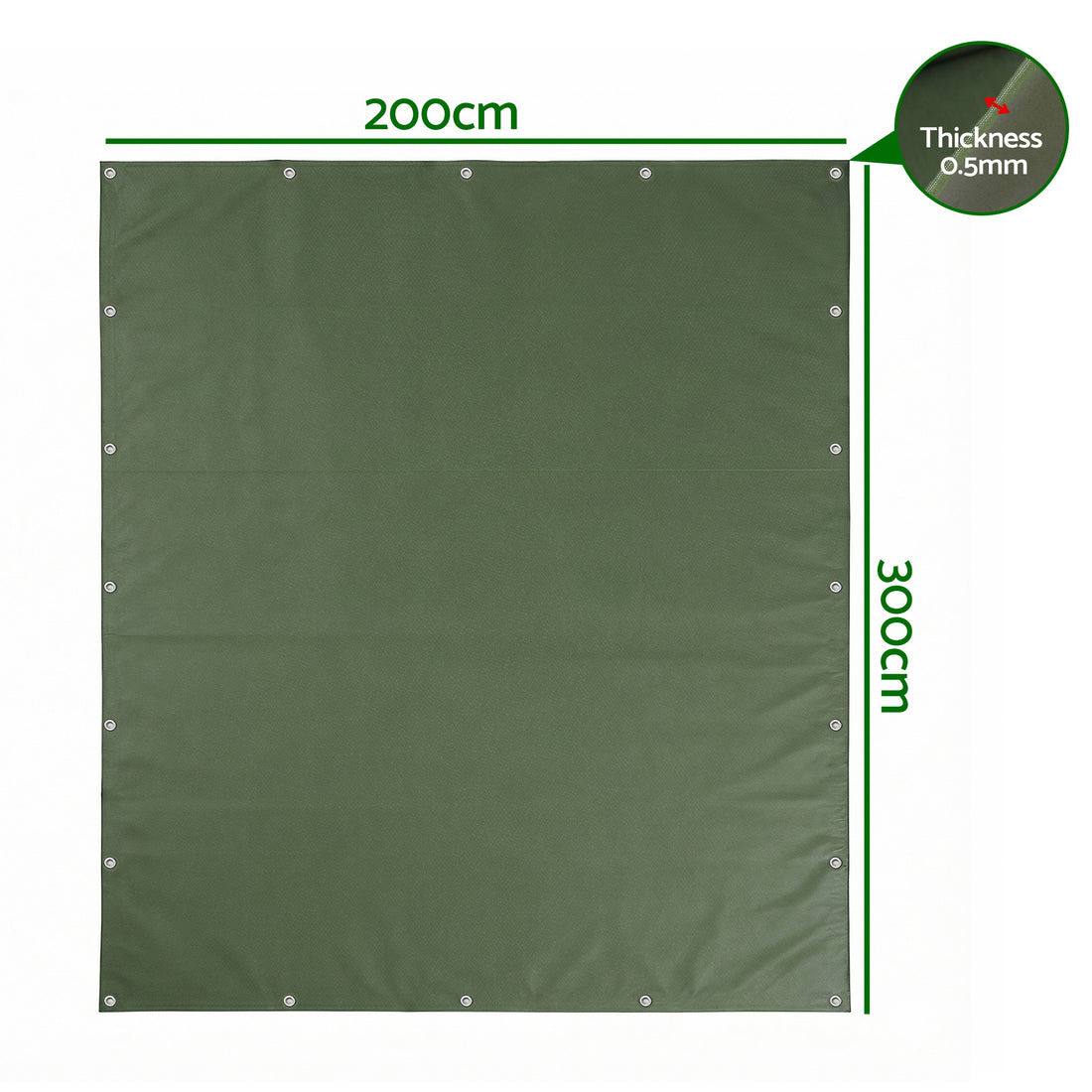Instahut 2x3m Tarp Tarpaulin 600GSM Camping Canvas Heavy Duty Water Resistant-Outdoor Recreation > Camping > Caravan Accessories-PEROZ Accessories