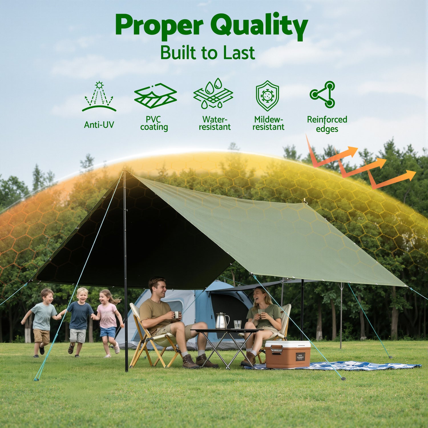 Instahut 3x4m Tarp Tarpaulin 600GSM Camping Canvas Heavy Duty Water Resistant-Outdoor Recreation > Camping > Caravan Accessories-PEROZ Accessories