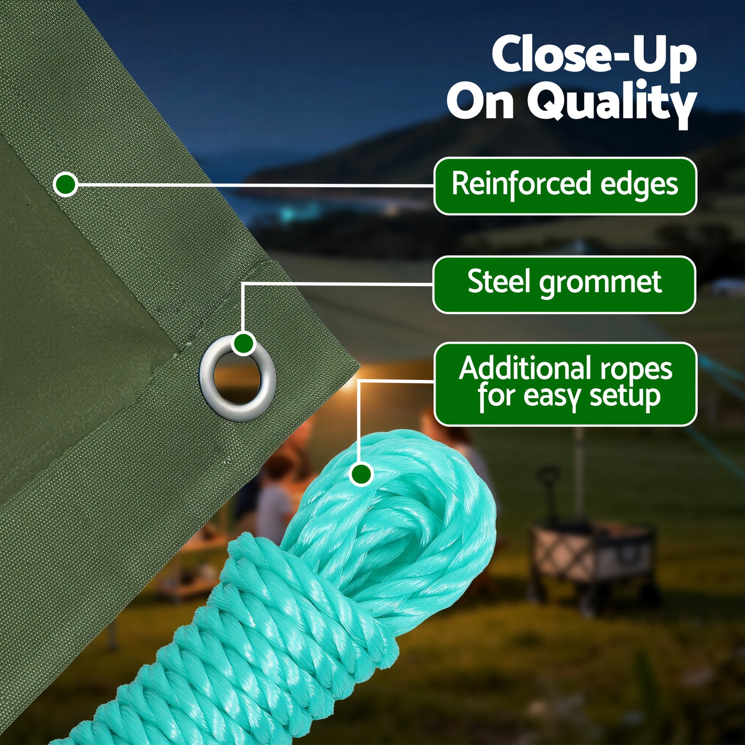 Instahut 3x4m Tarp Tarpaulin 600GSM Camping Canvas Heavy Duty Water Resistant-Outdoor Recreation > Camping > Caravan Accessories-PEROZ Accessories